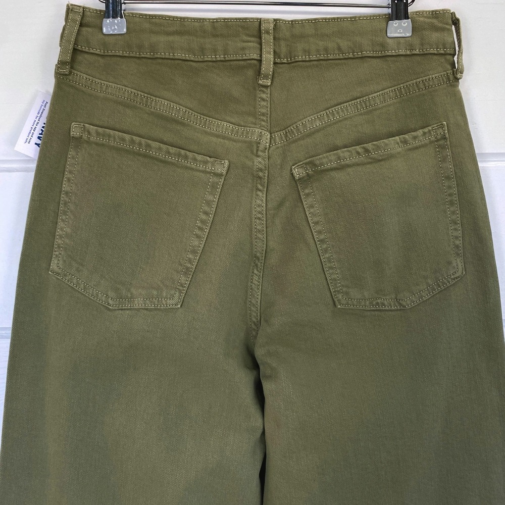 NWT Extra High Rise Wide Leg‎ Sailor Jeans 4 Olive Green Retro 70s Chic Minimal - Picture 8 of 10